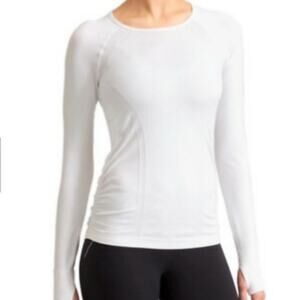 Athleta White Speedlight Seamless Ruched Long Sleeve Top Sz M
